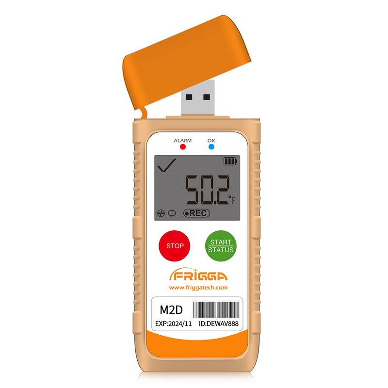 Frigga M2D Reusable Temperature Data Logger Multi-Use USB Digital Temperature Recorder 14400 Points High Accuracy Refrigerator Thermometer Logger PDF CSV Report - Image 1